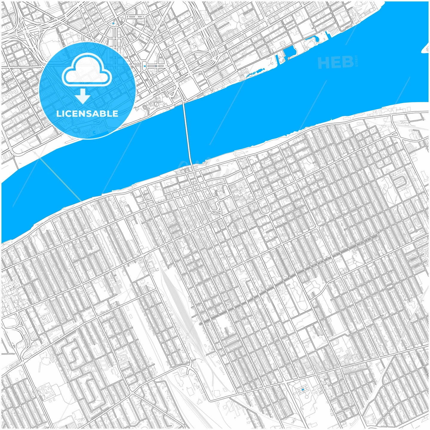 Windsor, Ontario, Canada, city map with high quality roads.