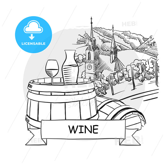 Wine hand-drawn urban vector sign – instant download