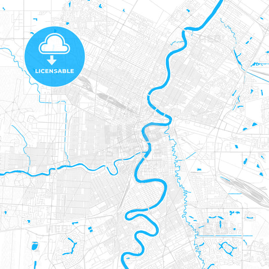 Winnipeg, Canada PDF vector map with water in focus