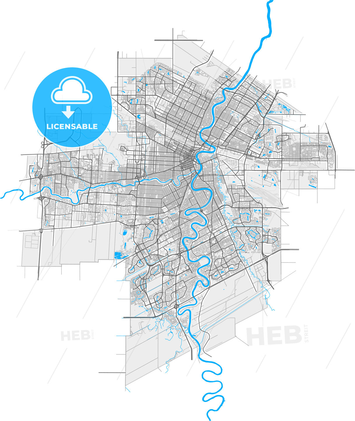 Winnipeg, Manitoba, Canada, high quality vector map