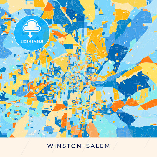 Winston–Salem colorful map poster template