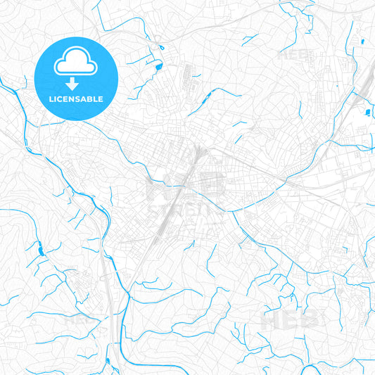 Winterthur, Switzerland PDF vector map with water in focus