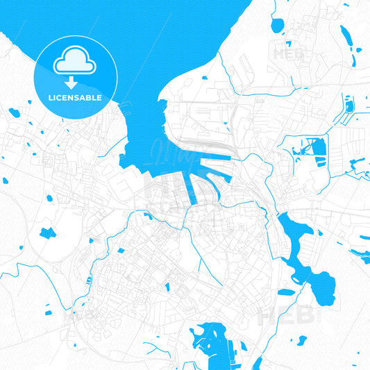 Wismar, Germany PDF vector map with water in focus