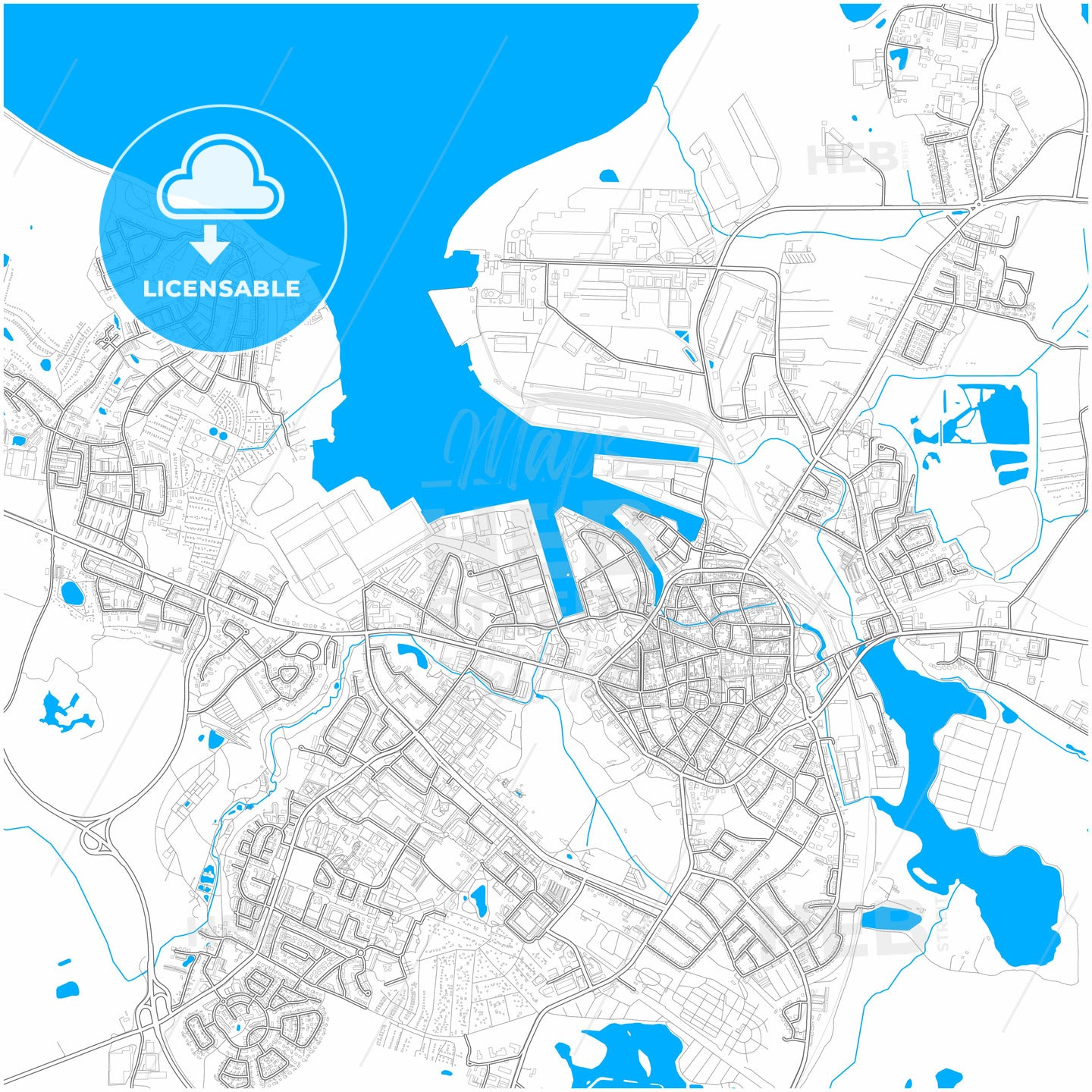 Wismar, Mecklenburg-Western Pomerania, Germany, city map with high quality roads.