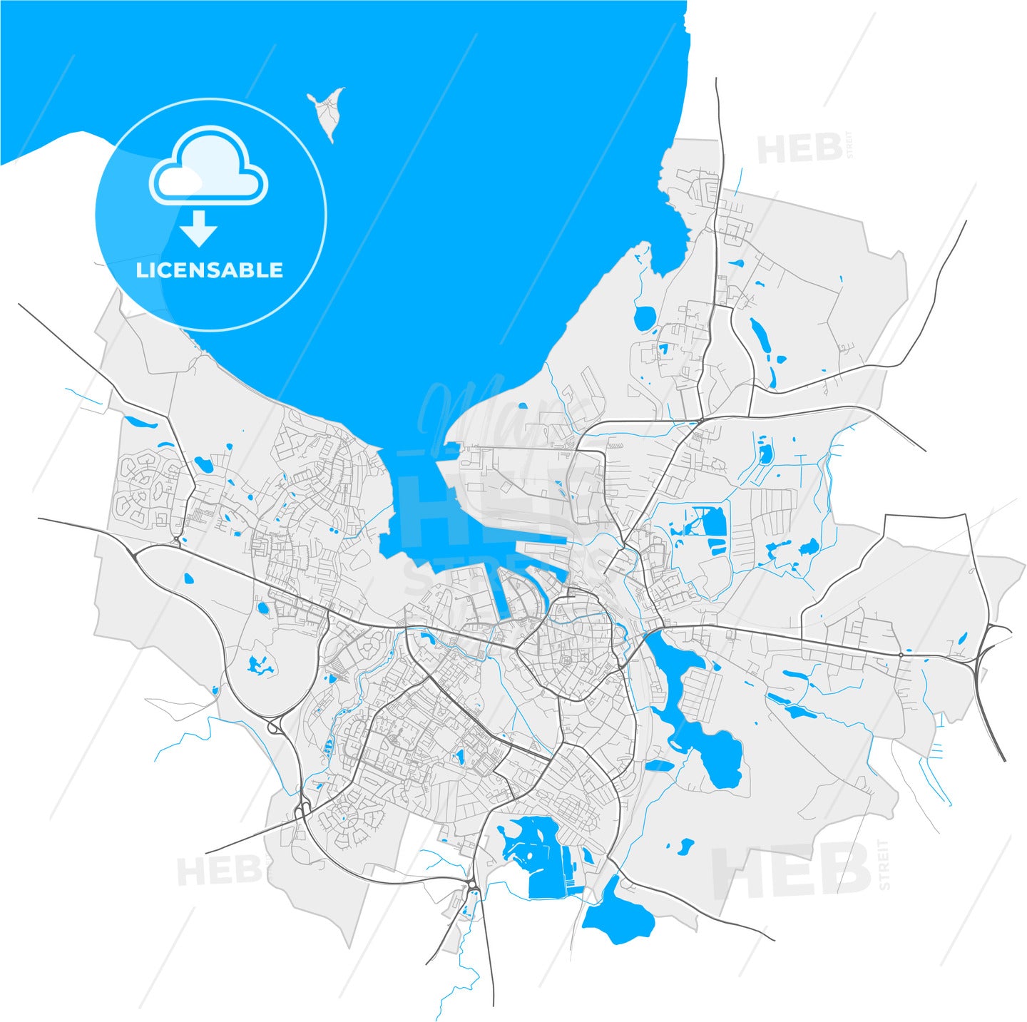 Wismar, Mecklenburg-Western Pomerania, Germany, high quality vector map