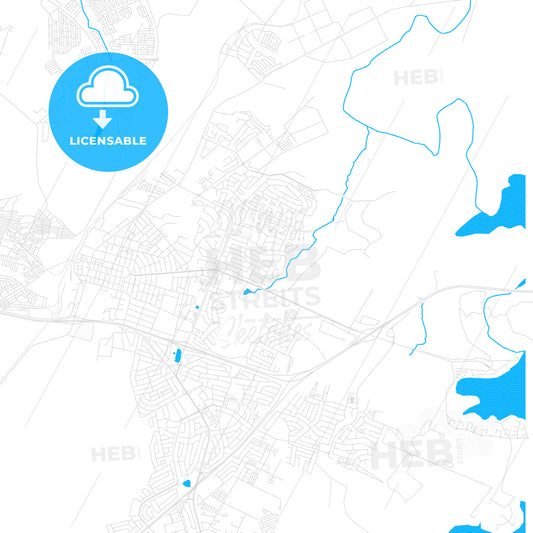 Witbank, South Africa PDF vector map with water in focus