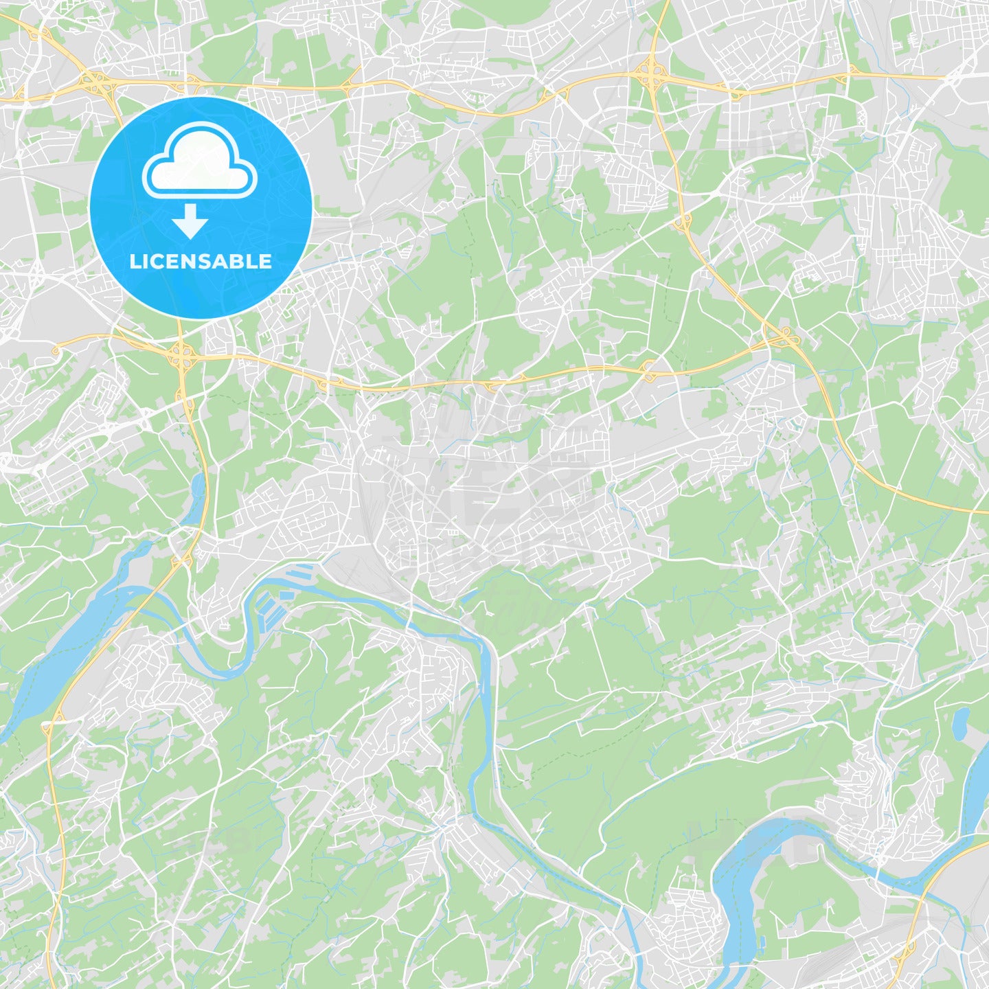 Witten, Germany printable street map