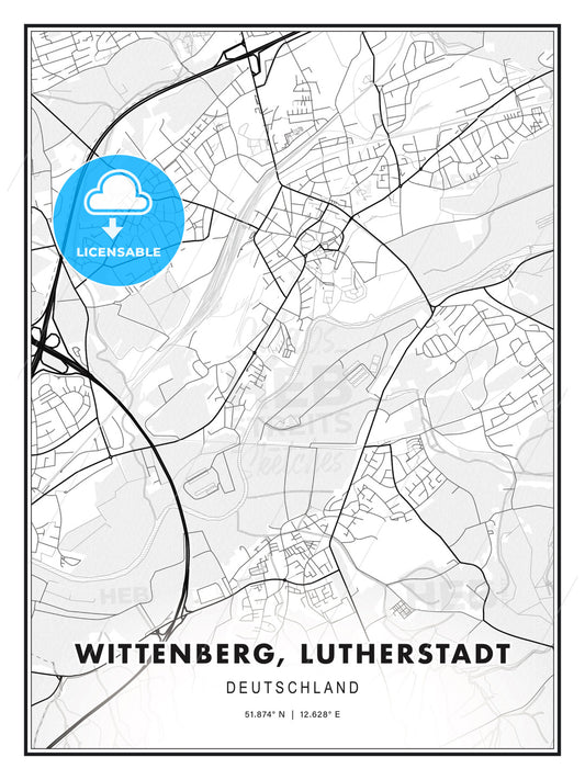 Wittenberg, Lutherstadt, Germany, Modern Print Template in Various Formats - HEBSTREITS Sketches
