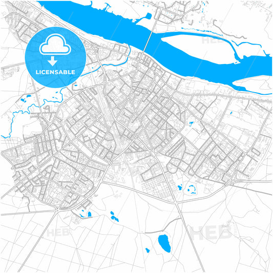 Włocławek, Kuyavian-Pomeranian, Poland, city map with high quality roads.