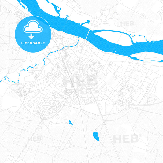 Włocławek, Poland PDF vector map with water in focus