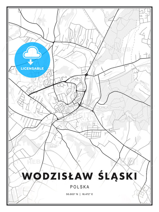 Wodzisław Śląski, Poland, Modern Print Template in Various Formats - HEBSTREITS Sketches