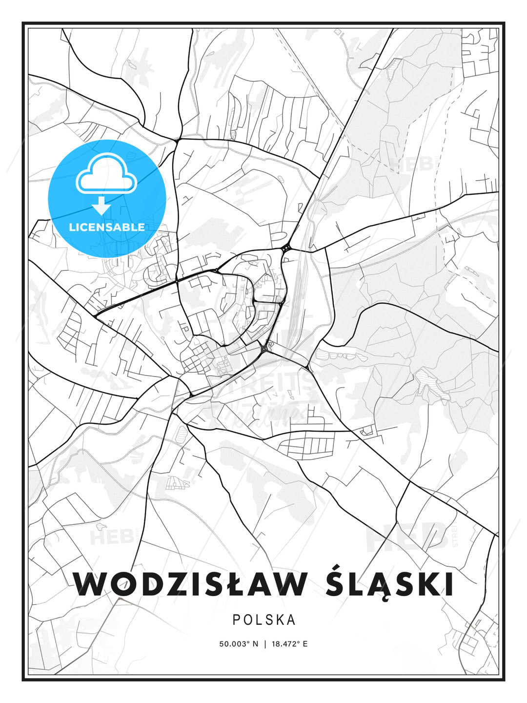 Wodzisław Śląski, Poland, Modern Print Template in Various Formats - HEBSTREITS Sketches