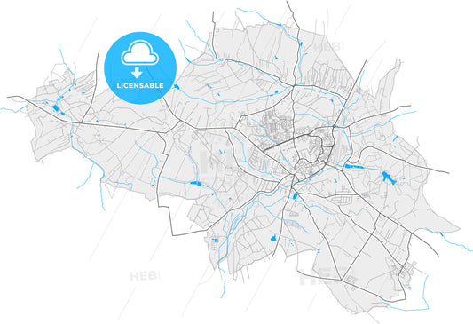 Wodzisław Śląski, Silesian, Poland, high quality vector map