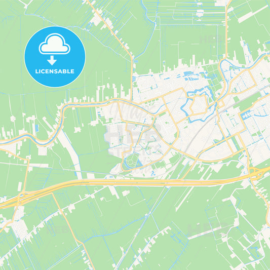 Woerden, Netherlands Vector Map - Classic Colors