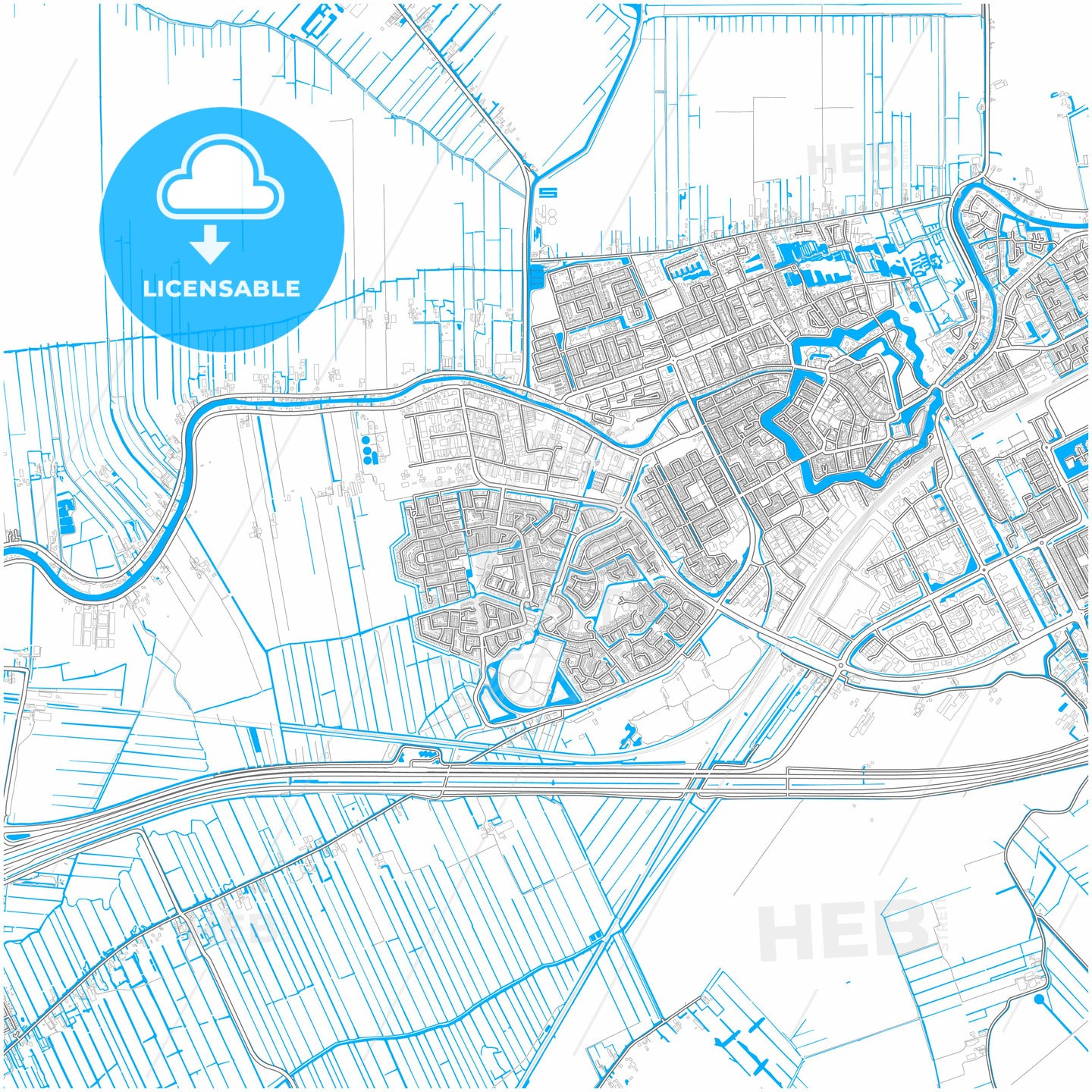 Woerden, Utrecht, Netherlands, city map with high quality roads.