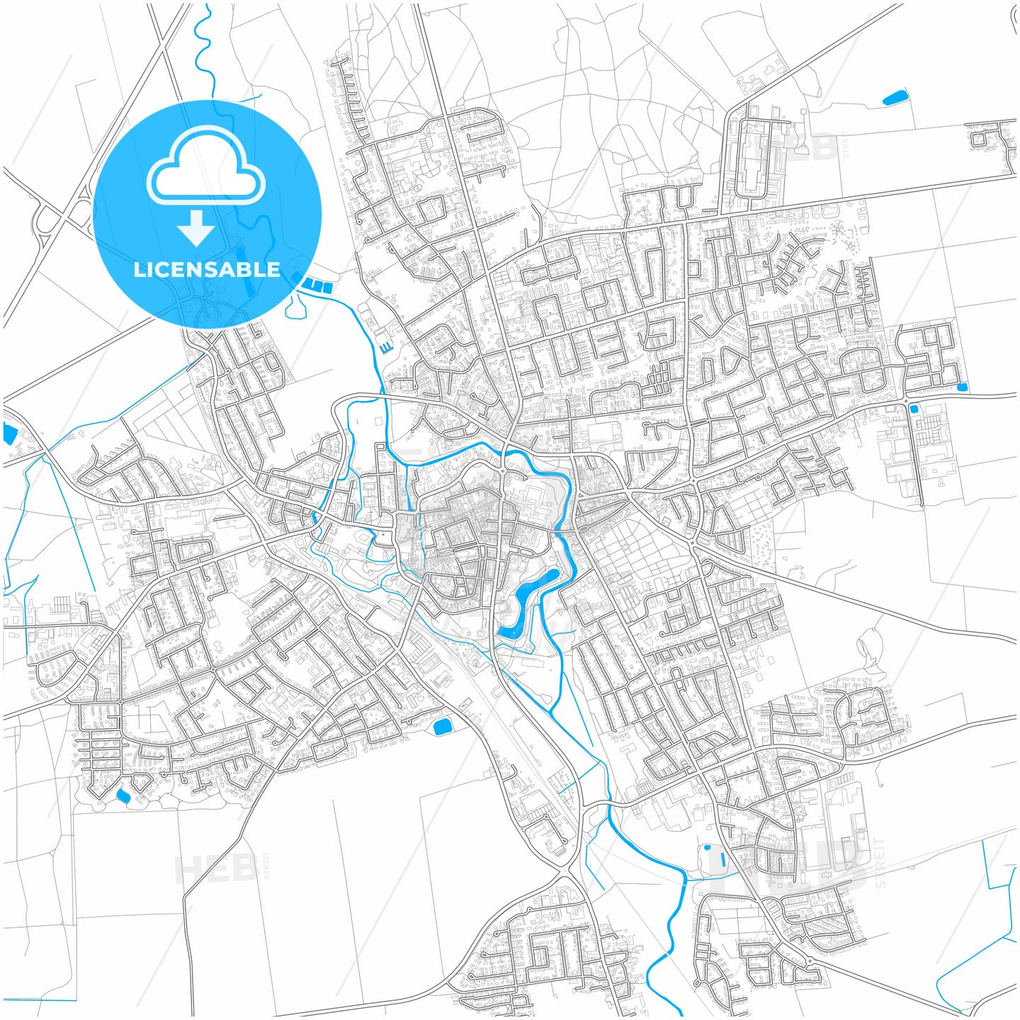 Wolfenbuttel, Lower Saxony, Germany, city map with high quality roads.