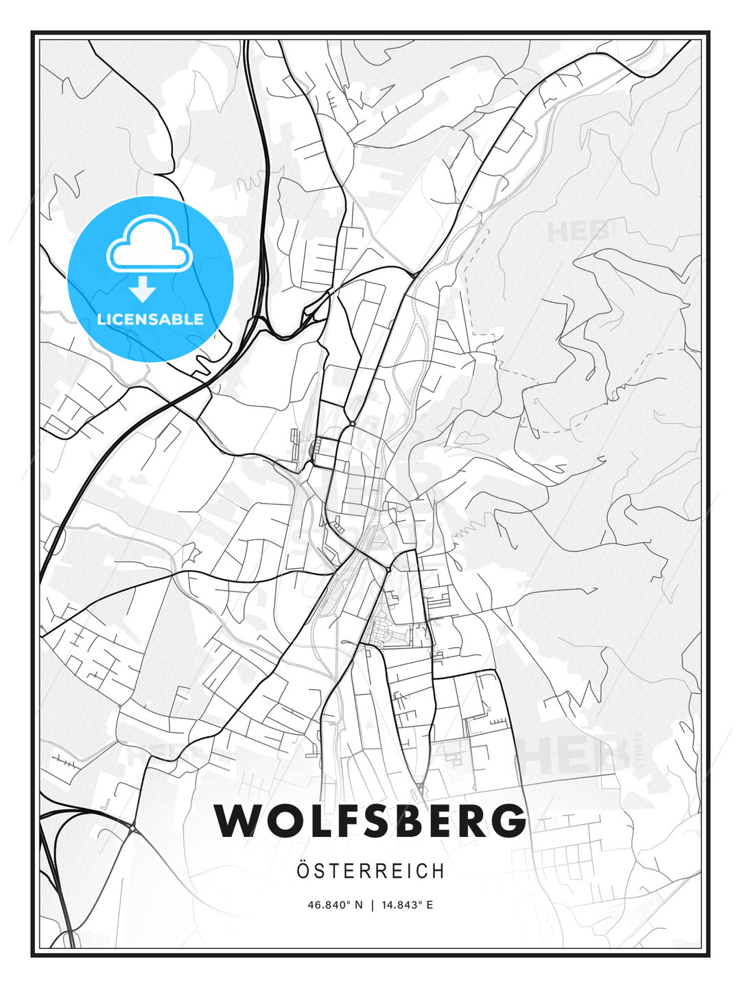 Wolfsberg, Austria, Modern Print Template in Various Formats - HEBSTREITS Sketches