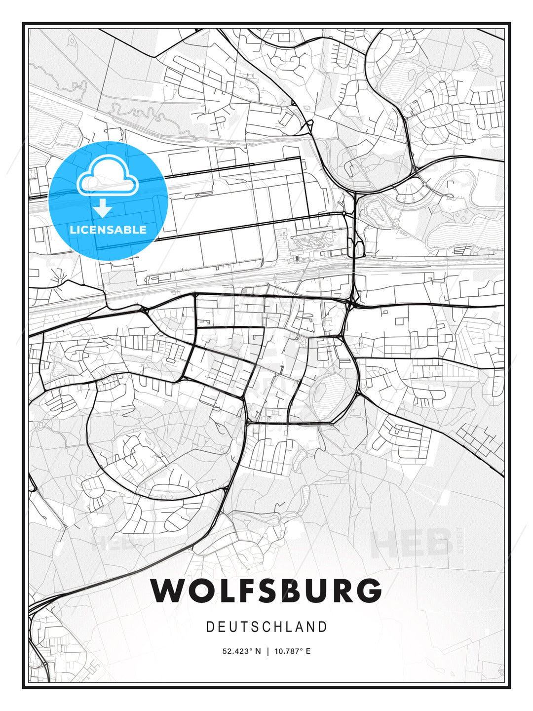 Wolfsburg, Germany, Modern Print Template in Various Formats - HEBSTREITS Sketches