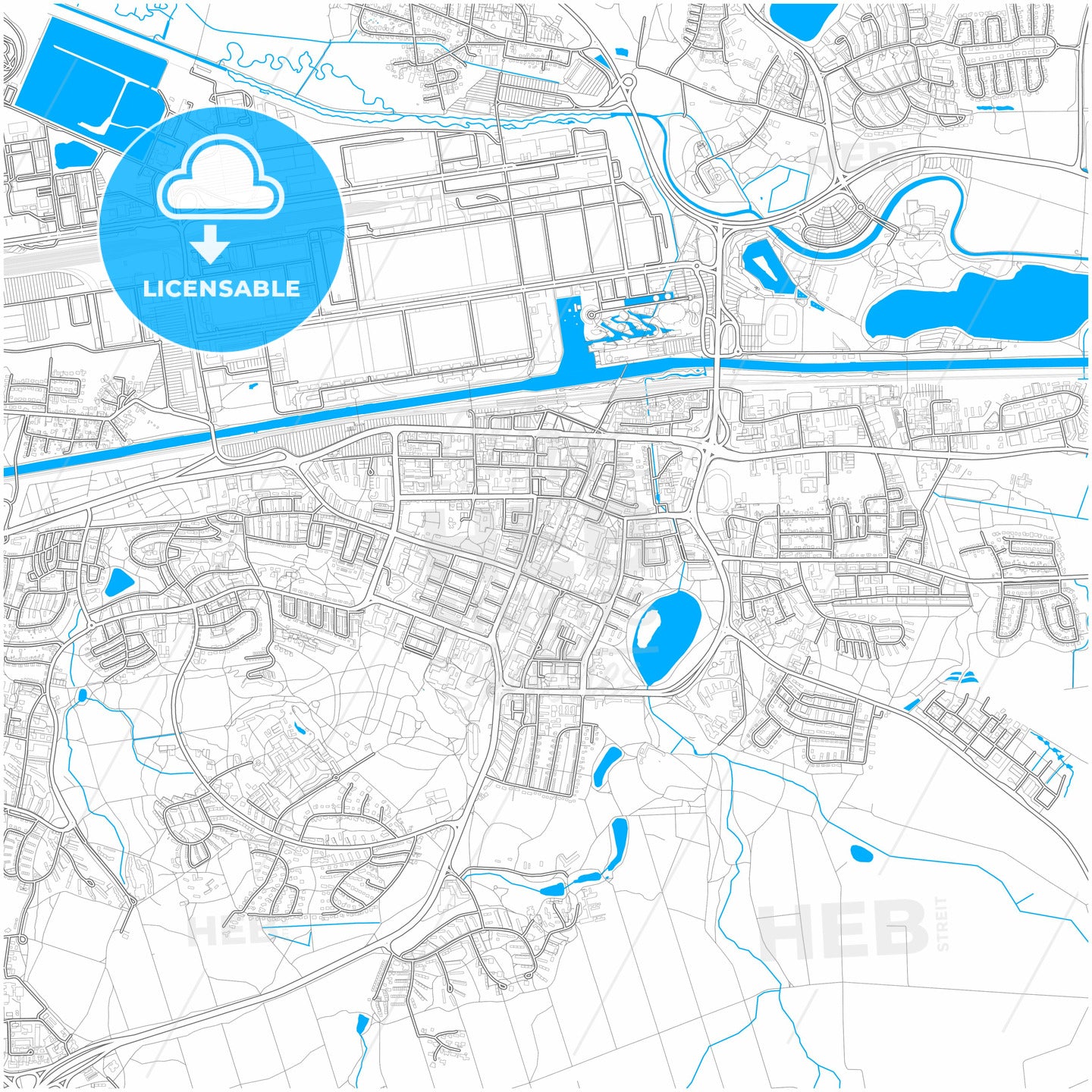 Wolfsburg, Lower Saxony, Germany, city map with high quality roads.