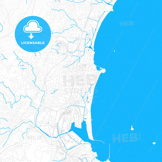 Wollongong, Australia PDF vector map with water in focus