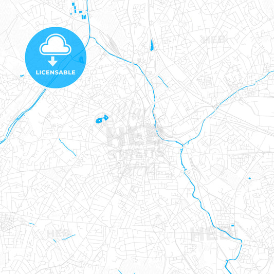 Wolverhampton, England PDF vector map with water in focus