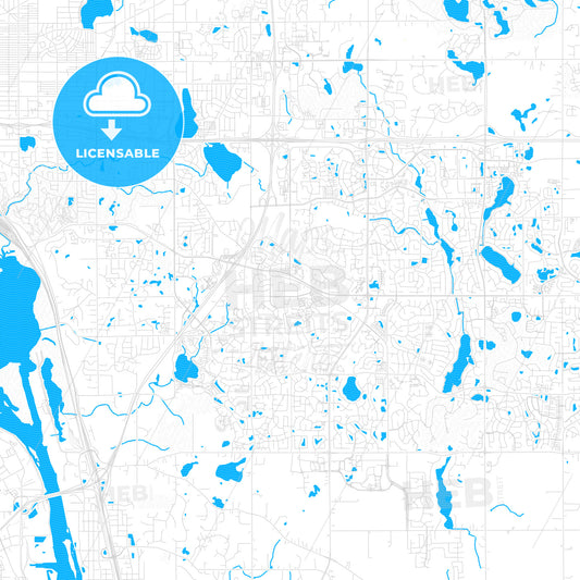 Woodbury, Minnesota, United States, PDF vector map with water in focus