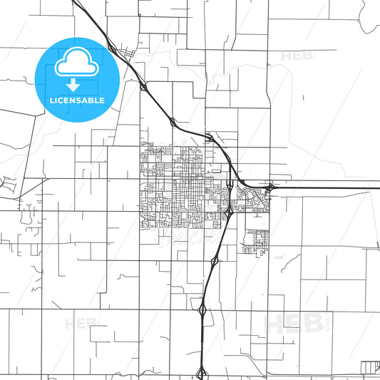 Woodland, California - Area Map - Light