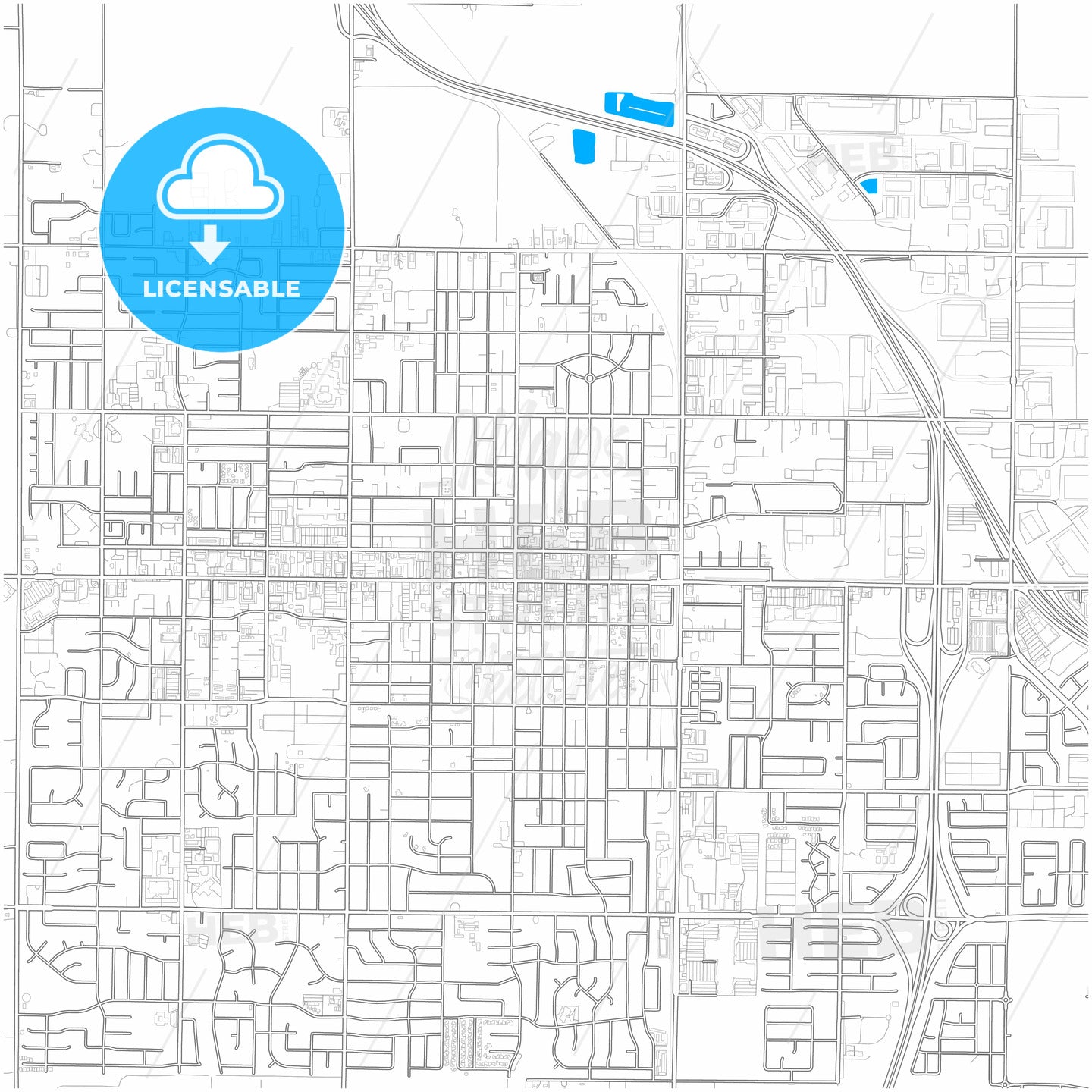 Woodland, California, United States, city map with high quality roads.