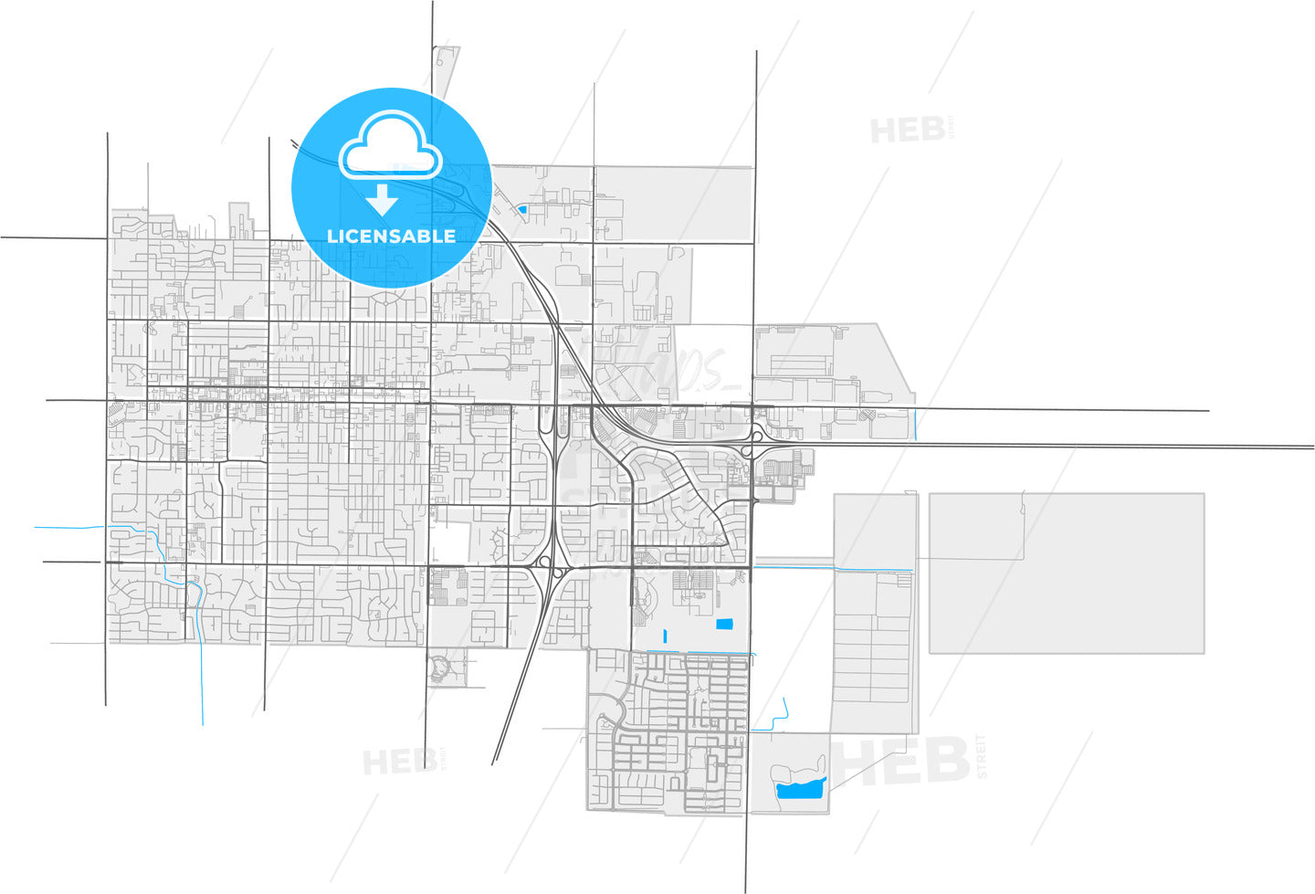 Woodland, California, United States, high quality vector map