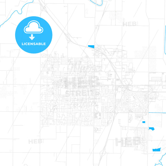 Woodland, California, United States, PDF vector map with water in focus