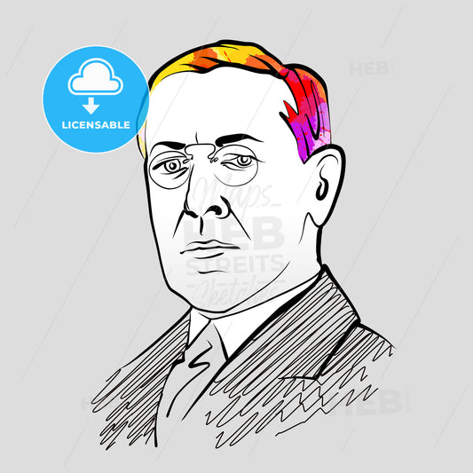 Woodrow Wilson Colorful Hair Vector Drawing