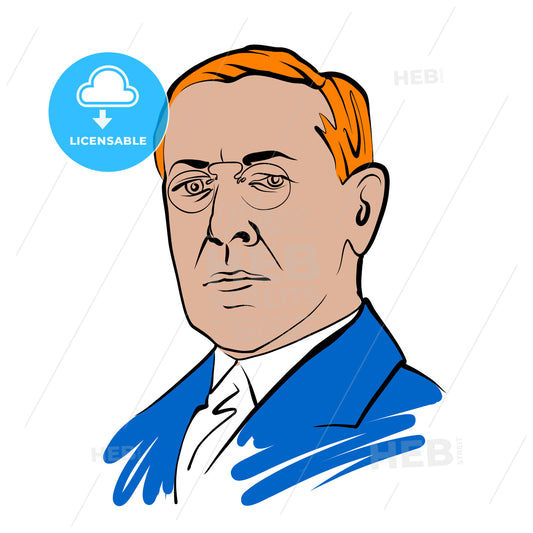 Woodrow Wilson Vector Drawing With Colored Surfaces