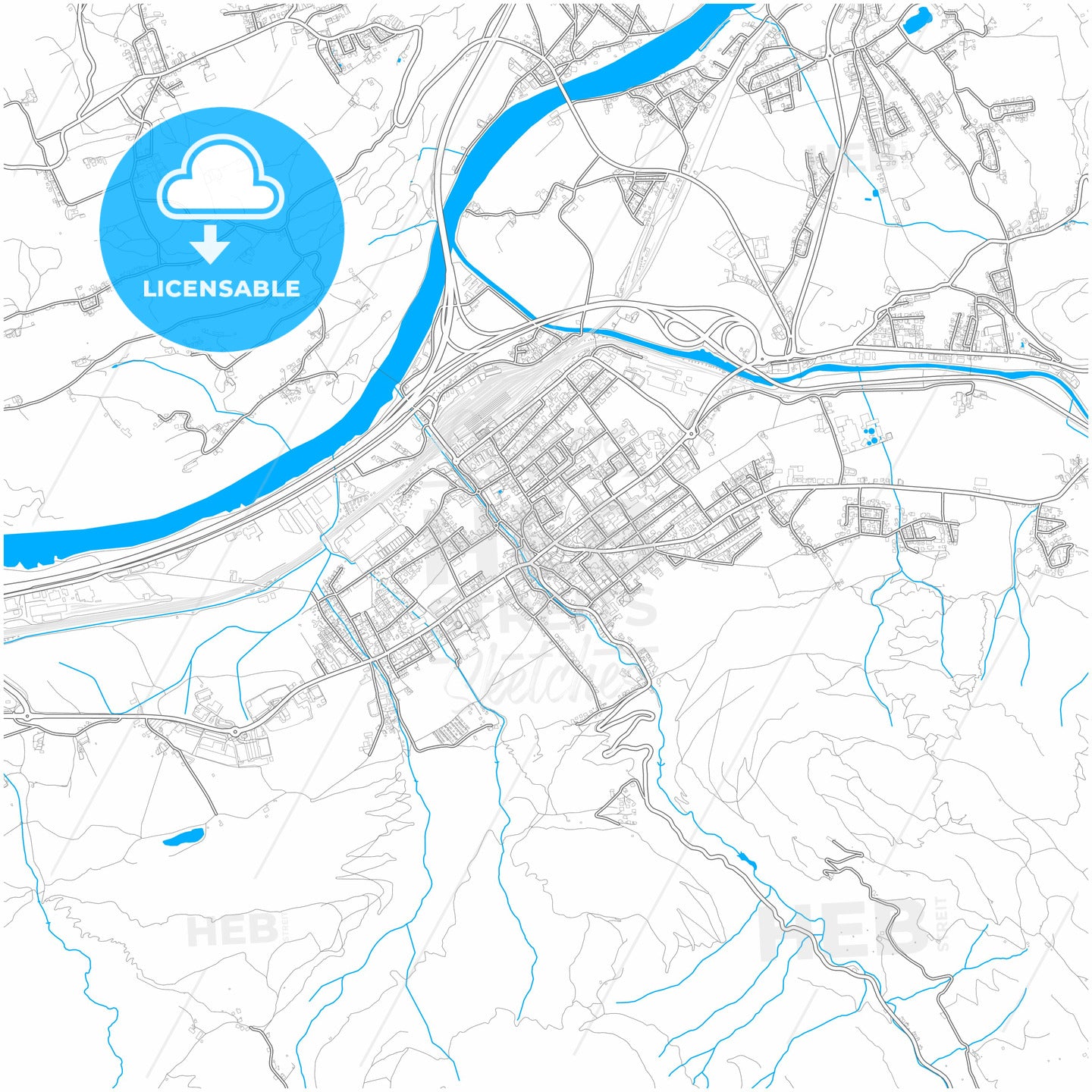 Wörgl, Tyrol, Austria, city map with high quality roads.