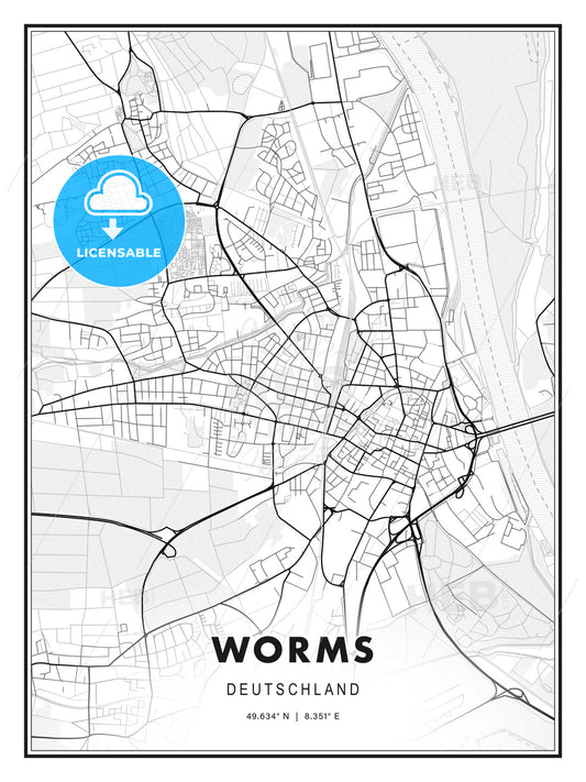 Worms, Germany, Modern Print Template in Various Formats - HEBSTREITS Sketches