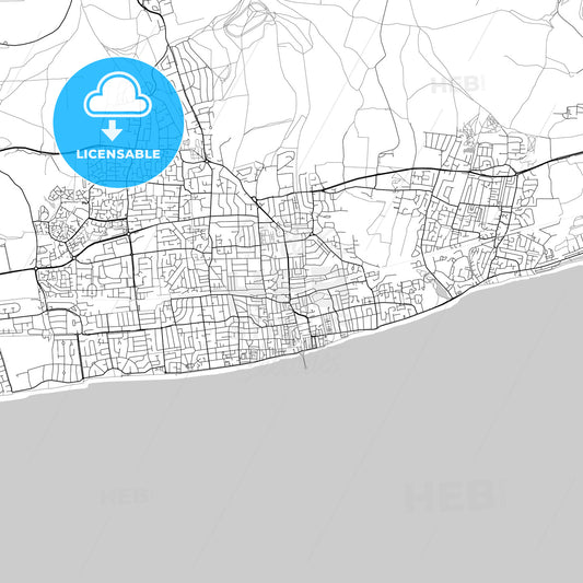 Worthing, England, UK, Vector Map - Light