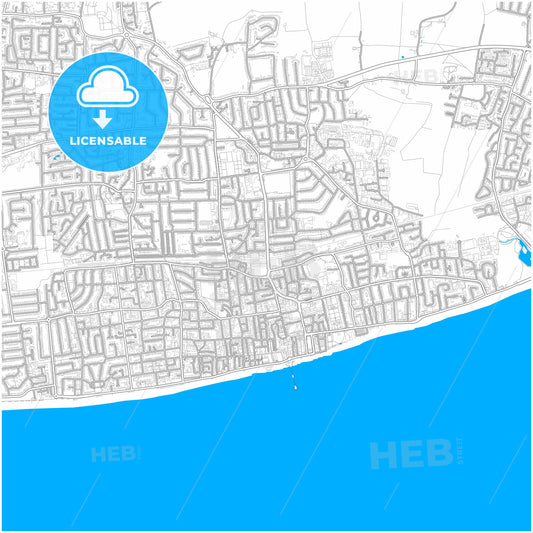 Worthing, South East England, England, city map with high quality roads.