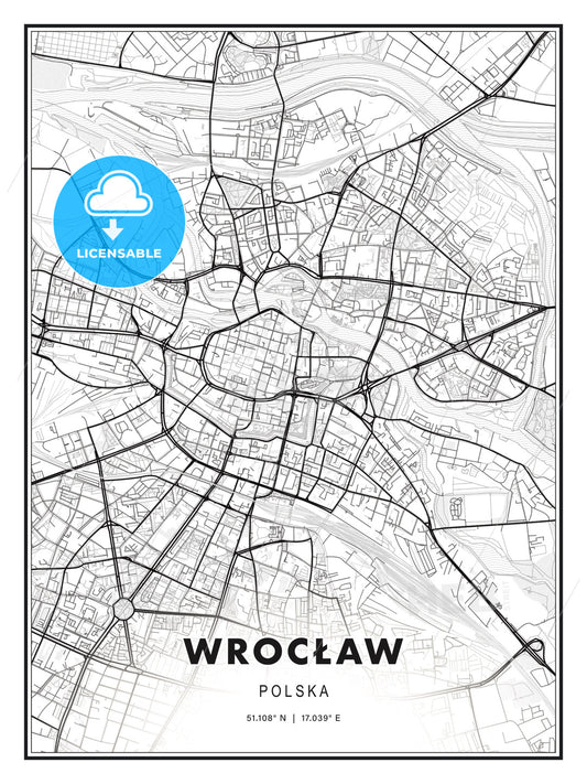 Wrocław, Poland, Modern Print Template in Various Formats - HEBSTREITS Sketches