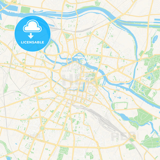 Wroclaw, Poland Vector Map - Classic Colors