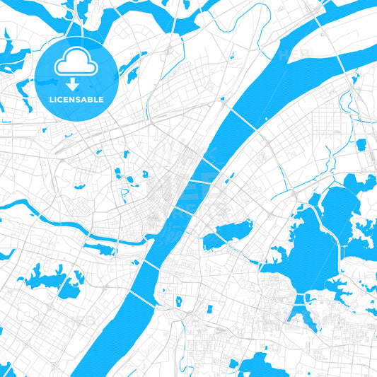 Wuhan, China PDF vector map with water in focus