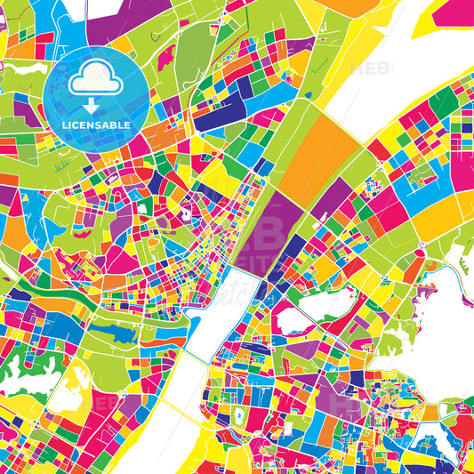 Wuhan, China, colorful vector map