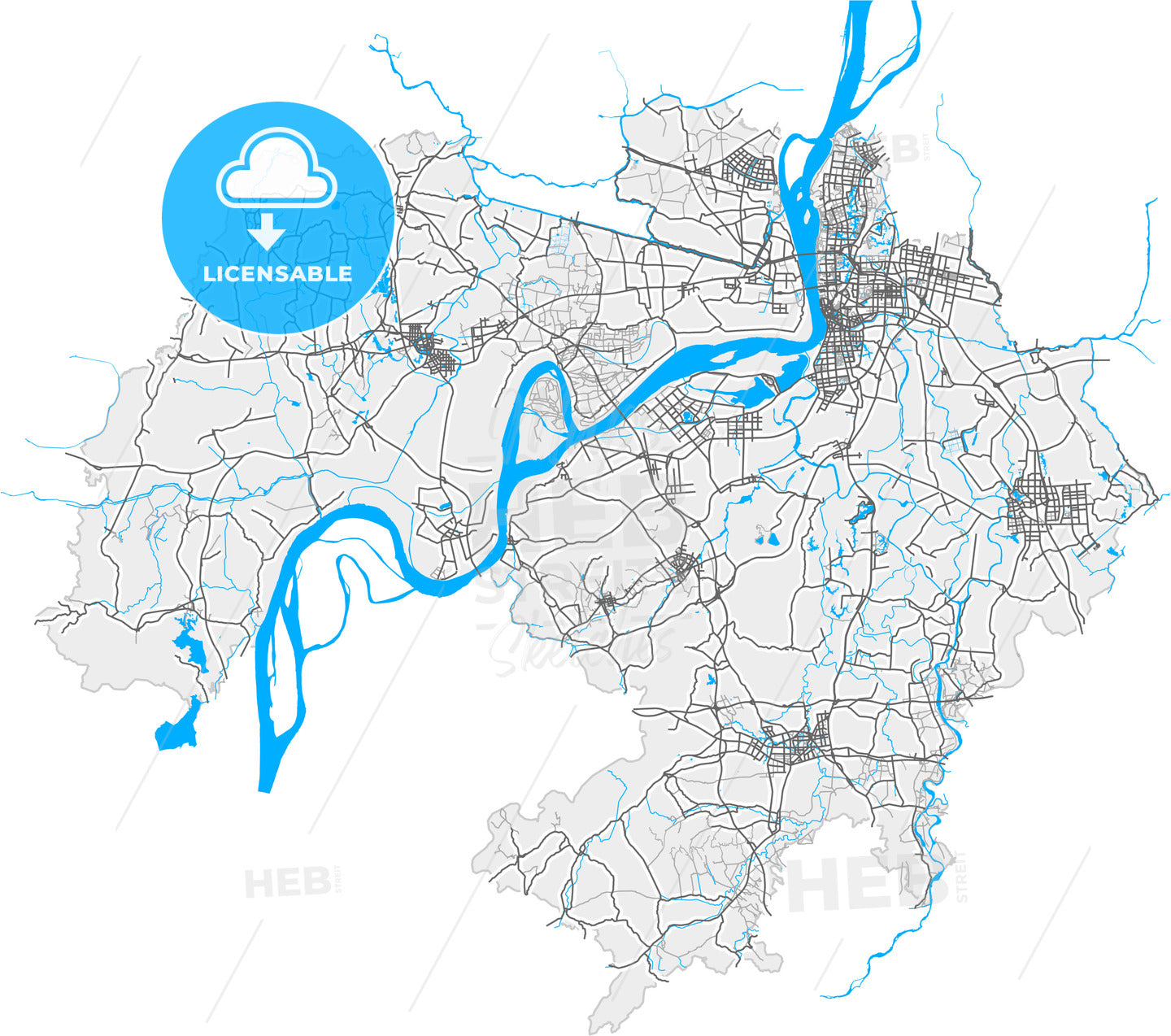 Wuhu, Anhui, China, high quality vector map