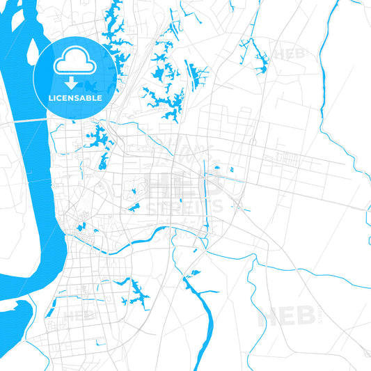 Wuhu, China PDF vector map with water in focus