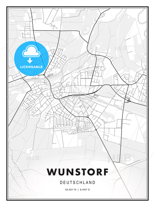 Wunstorf, Germany, Modern Print Template in Various Formats - HEBSTREITS Sketches