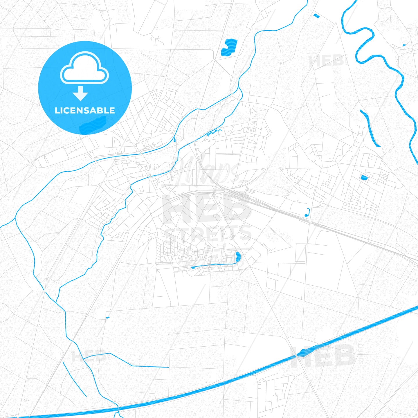 Wunstorf, Germany PDF vector map with water in focus