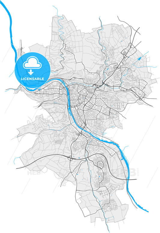 Wurzburg, Bavaria, Germany, high quality vector map