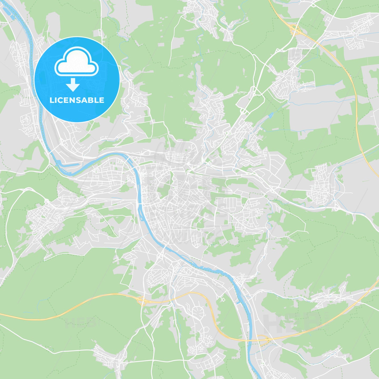 Wurzburg, Germany printable street map