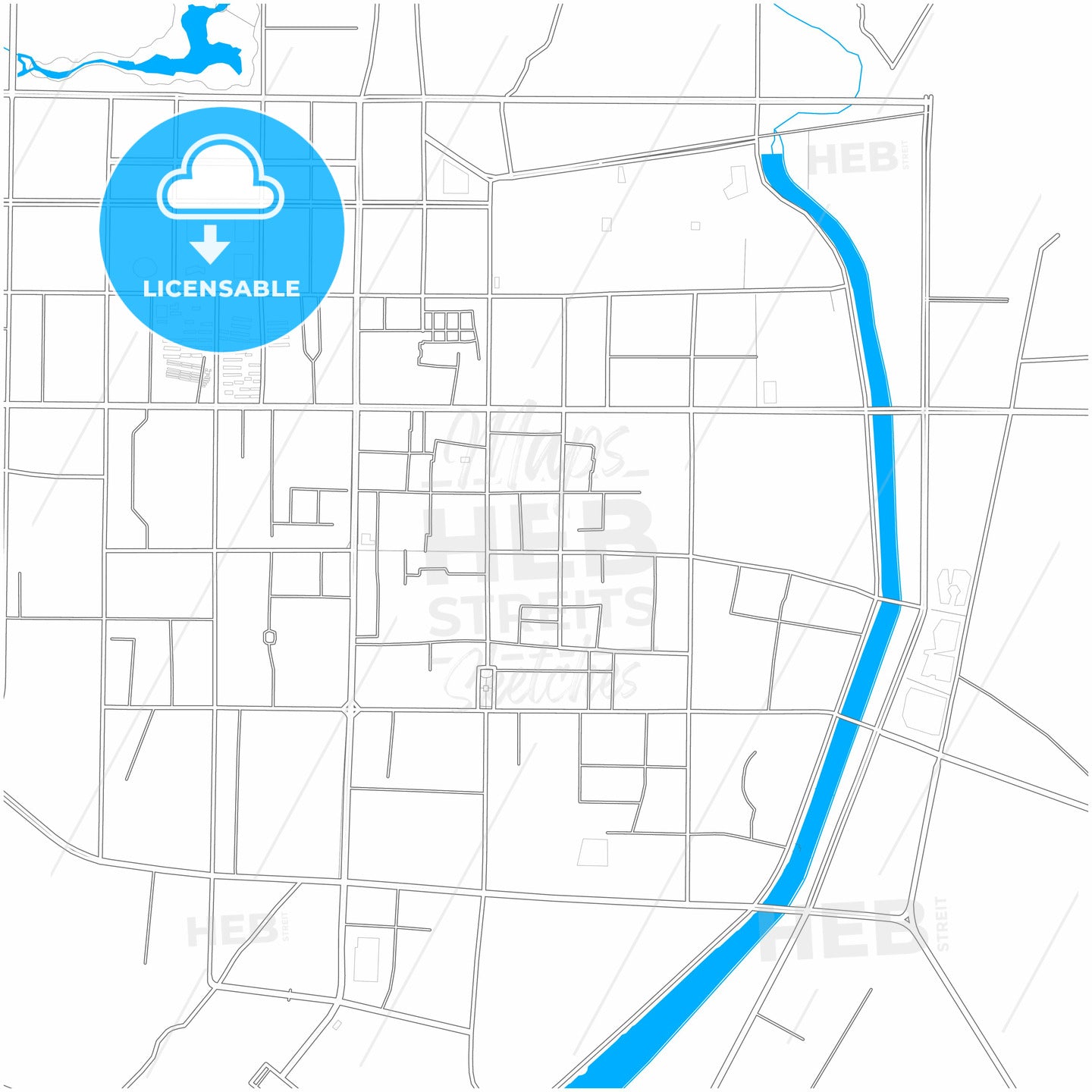 Wuwei, Gansu, China, city map with high quality roads.