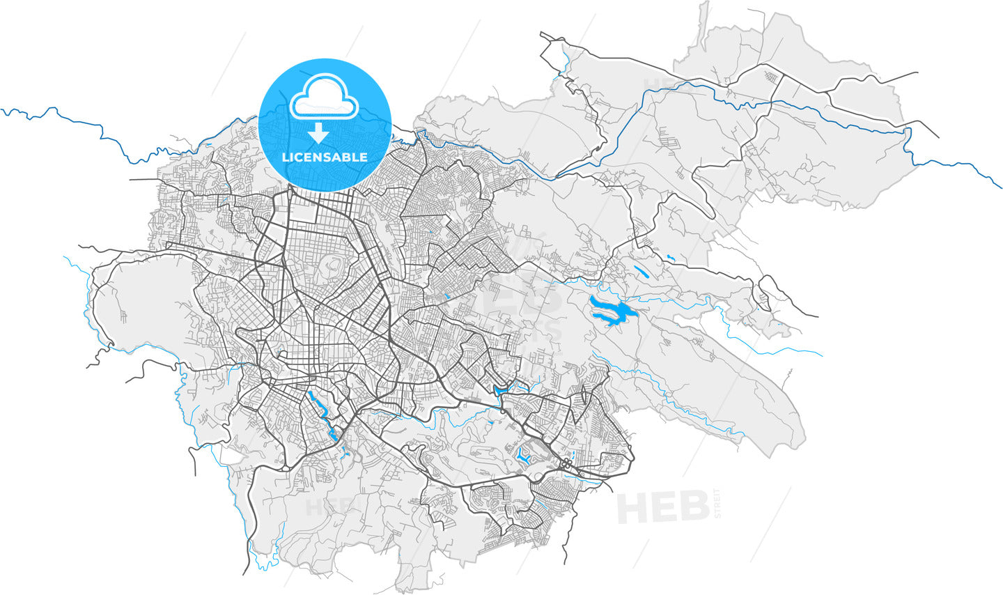 Xalapa, Veracruz, Mexico, high quality vector map