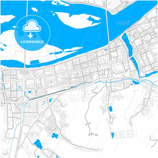 Xiangyang, Hubei, China, city map with high quality roads.