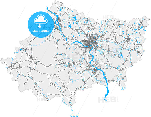 Xiangyang, Hubei, China, high quality vector map